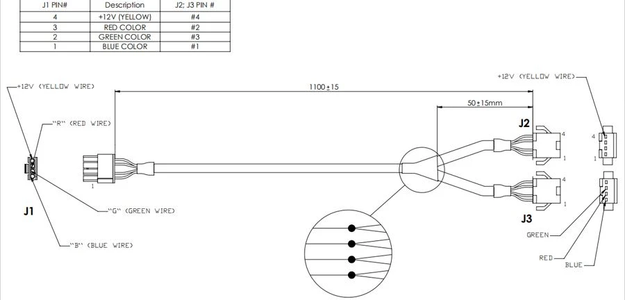 Extension Wire Harness For RGB-LED