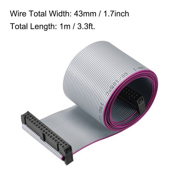34 Pin Grey Flat Ribbon Cable