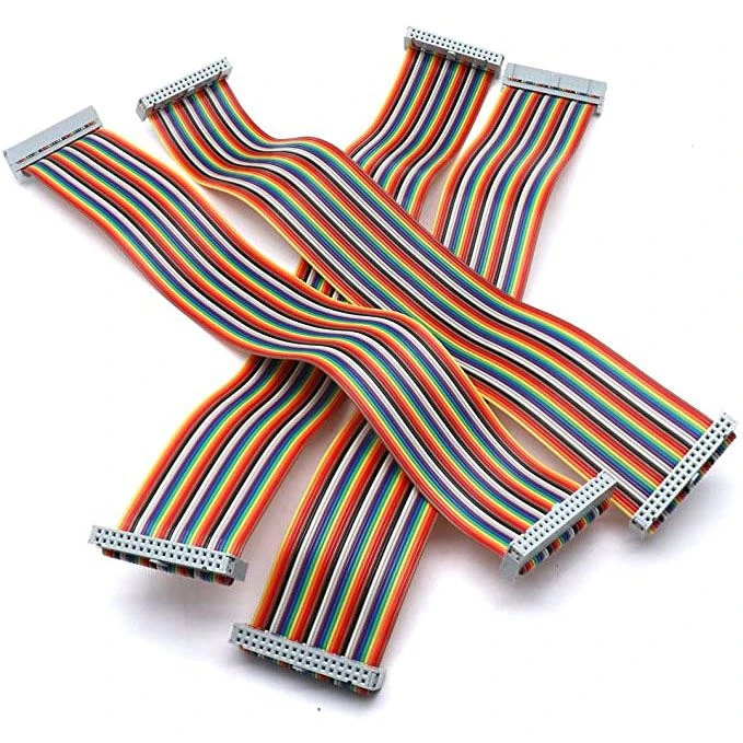 34 Pins Connector Rainbow Flat Ribbon Cable