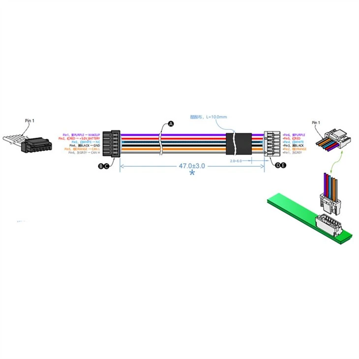 6 Pin Communication Wire Harness